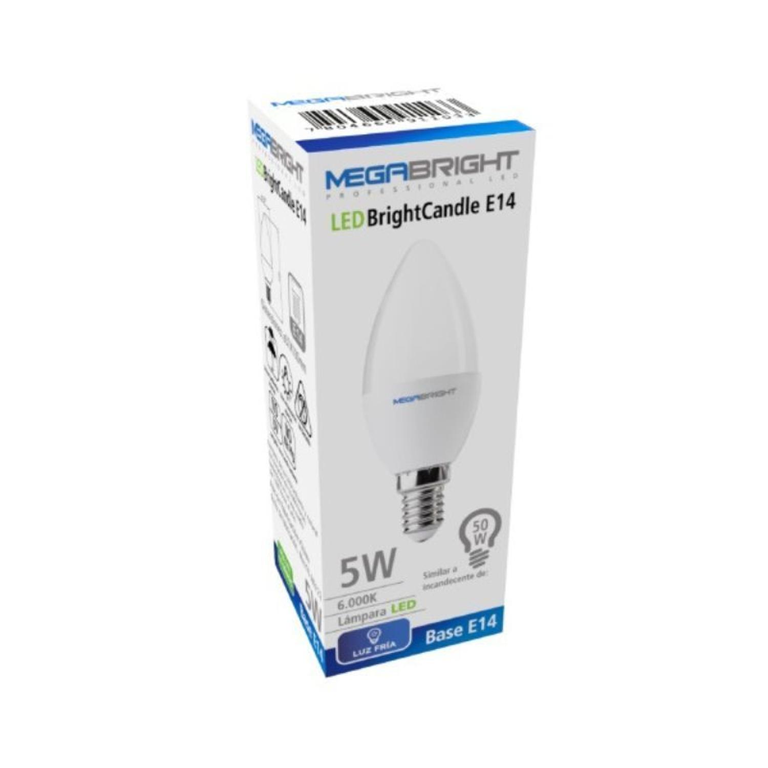 Pack x6 Ampolleta Led Bright Vela 5w/6000k E-14 Luz Fria