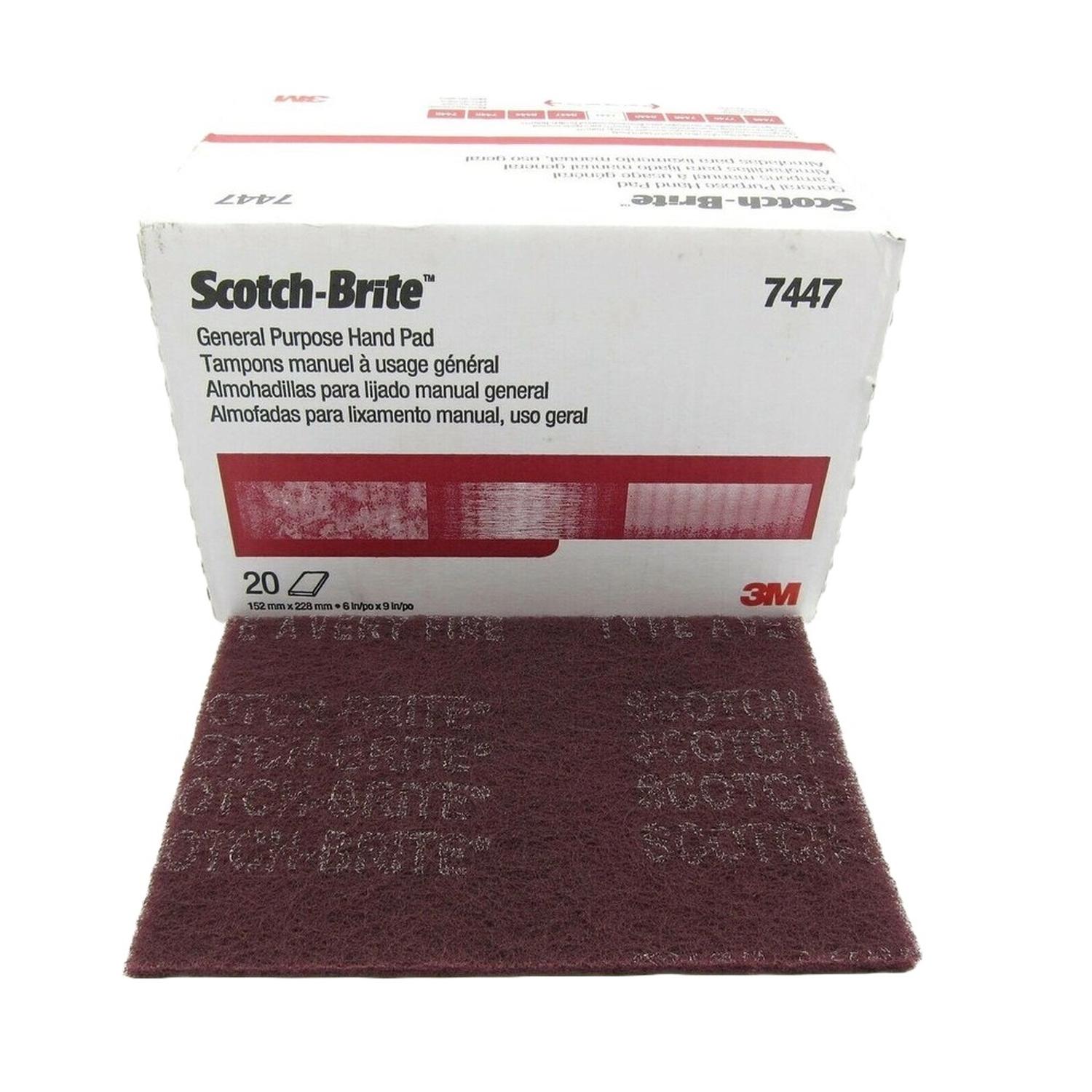 Pañete Scotch-Brite™ 7447 Grado Muy Fino (Marrón) 3M – 20 Unidades: Limpieza, Acabado y Desbarbado Profesional en Metales