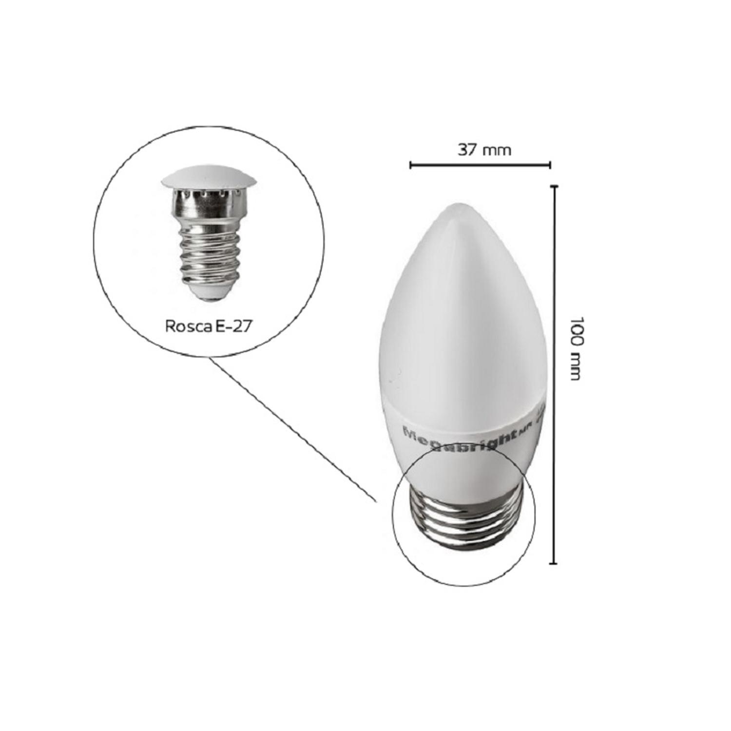 Pack 3un Ampolleta Led Vela 5w/Luz fria E27 Megabright - Imagen 3