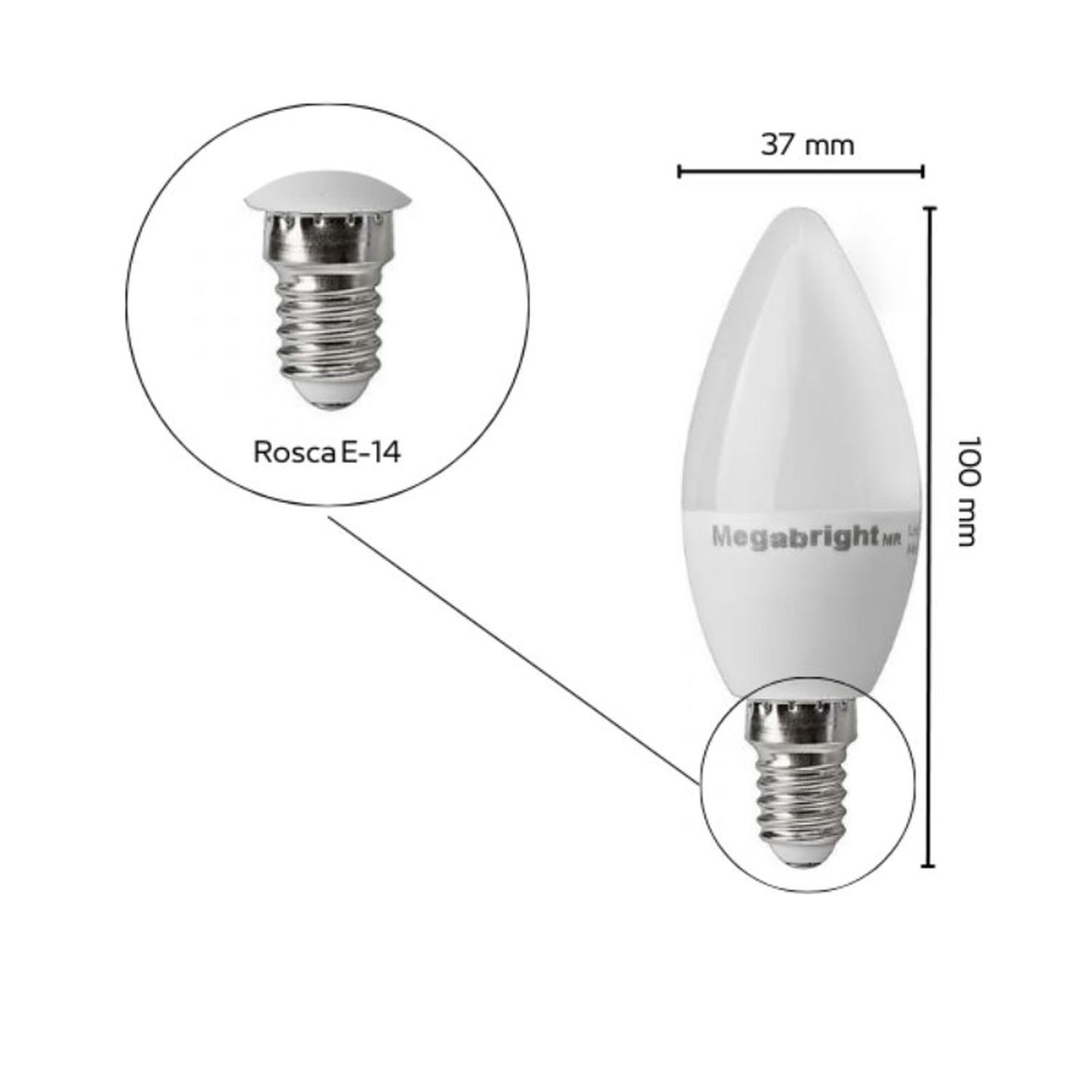Pack 3un Ampolleta Led Vela 5w/Luz fria E14 Megabright - Imagen 3