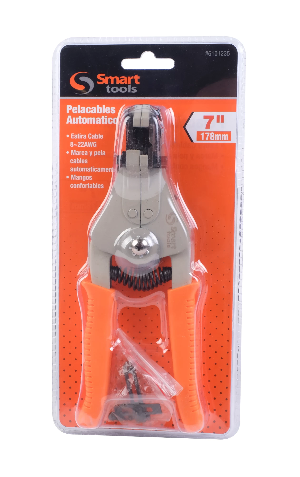 Alicate pelacables automático 7" para cables de 1-3.2 mm, duradero y preciso, ideal para ferretería y trabajo profesional.