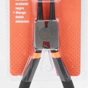 Alicate para seguros de 7'' con punta exterior curva, robusto y ergonómico para trabajos precisos y accesos difíciles.