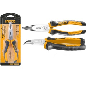 Alicate de punta curva 160 mm, ideal para trabajos precisos y espacios reducidos.