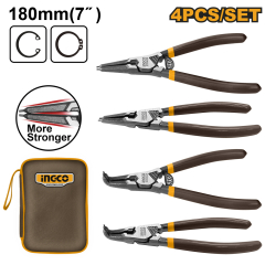 Set de 4 alicates INGCO, puntas rectas y curvas, ideal para precisión.
