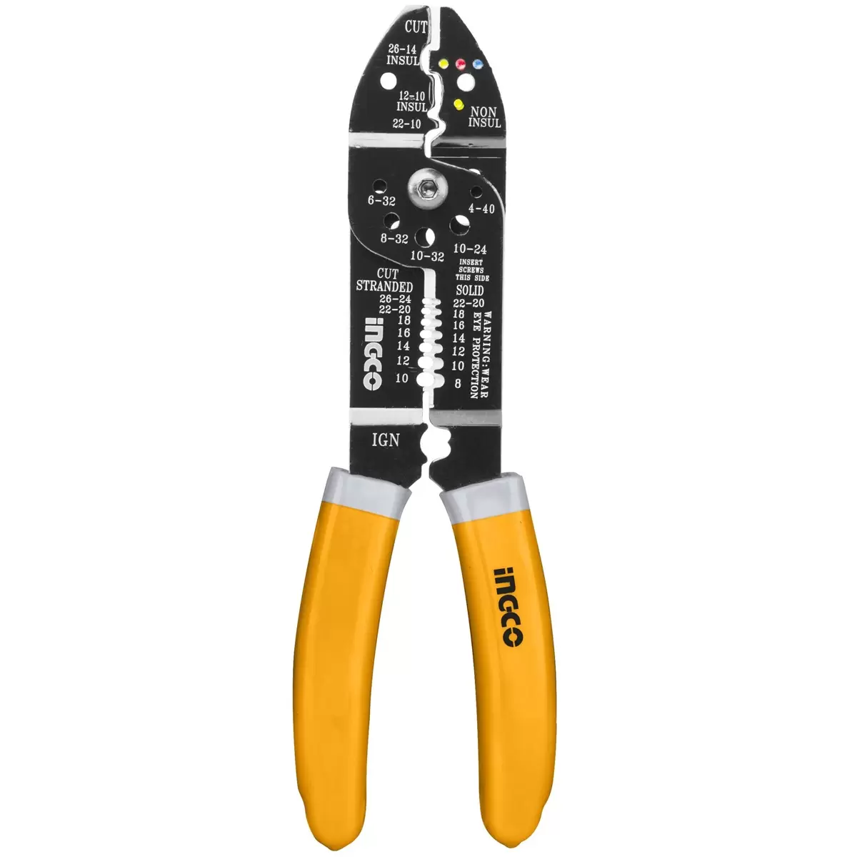 Alicate de 8.1/2 pulgadas para electricistas, ideal para cortes precisos y durabilidad.