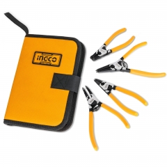 Juego de alicates INGCO, 4 piezas, ideales para anillos de retención.
