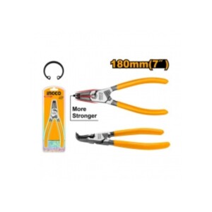 Alicate INGCO de 180 mm con seguro curvo, ideal para trabajos precisos y seguros.