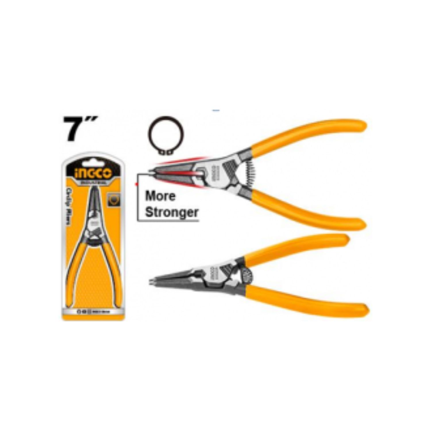 Alicate INGCO 180 mm, seguro, preciso y ergonómico para trabajos de ferretería.