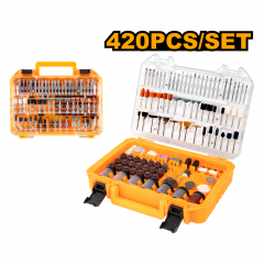 Set de 420 piezas para herramientas multifuncionales INGCO, calidad y versatilidad.