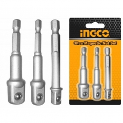 Set de adaptadores INGCO 3 piezas: 1/4', 3/8', 1/2'. Calidad y versatilidad.