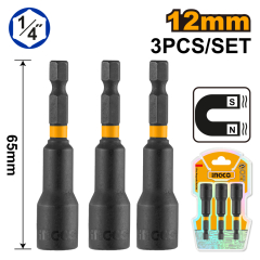 Adaptador magnético de 1/4'' DR, juego de 3 piezas, 12 mm.
