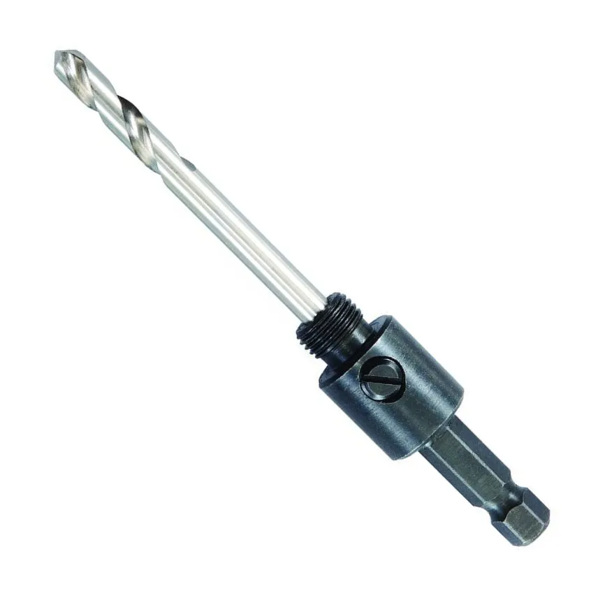 Broca HSS 1/4" para soporte sierra copa, durable y precisa, ideal para trabajos en madera y metal liviano.