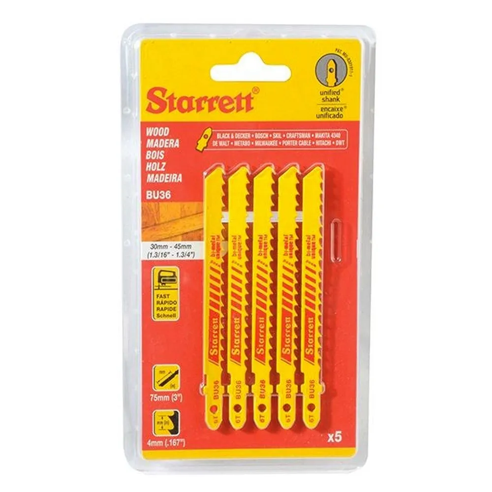 Kit 5 sierras bimetal 8dppx75 mm. (bu38): durabilidad y precisión para cortes profesionales en ferretería.