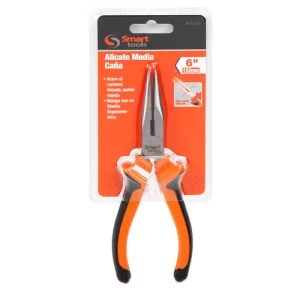 Alicate de punta de 8" robusto y preciso, ideal para trabajos eléctricos y mecánicos, con mango antideslizante para mejor agarre.