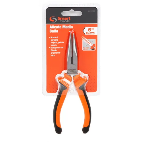 Alicate de punta de 8" robusto y preciso, ideal para trabajos eléctricos y mecánicos, con mango antideslizante para mejor agarre.