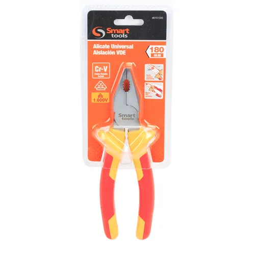 Alicate t/electricista 8" aislado 1000v, seguro y ergonómico para trabajos eléctricos profesionales y domésticos.