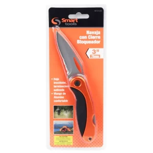 Cuchillo con traba trasera 3" para electricistas, seguro, ergonómico y durable, ideal para cortes precisos en ferretería.