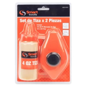 Tizador caja plástica 15 metros con tiza, ideal para marcas precisas en construcción y bricolaje.