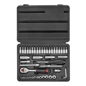 Juego de dados []1/4" 46 pzas. para proyectos de bricolaje y uso profesional, con alta durabilidad.