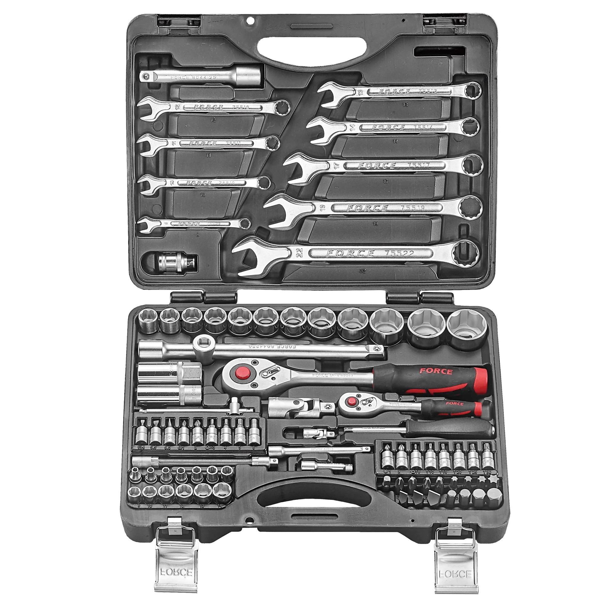 Versátil juego de dados/llaves 82 pzas. para trabajos profesionales y bricolaje.