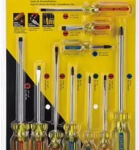 Juego de destornilladores de 10 piezas con punta magnética para precisión y comodidad.
