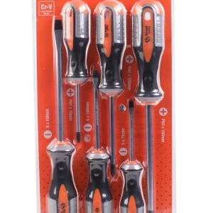 Juego de destornilladores PH/PL 6 pzs con mango ergonómico, ideal para trabajos profesionales y domésticos.