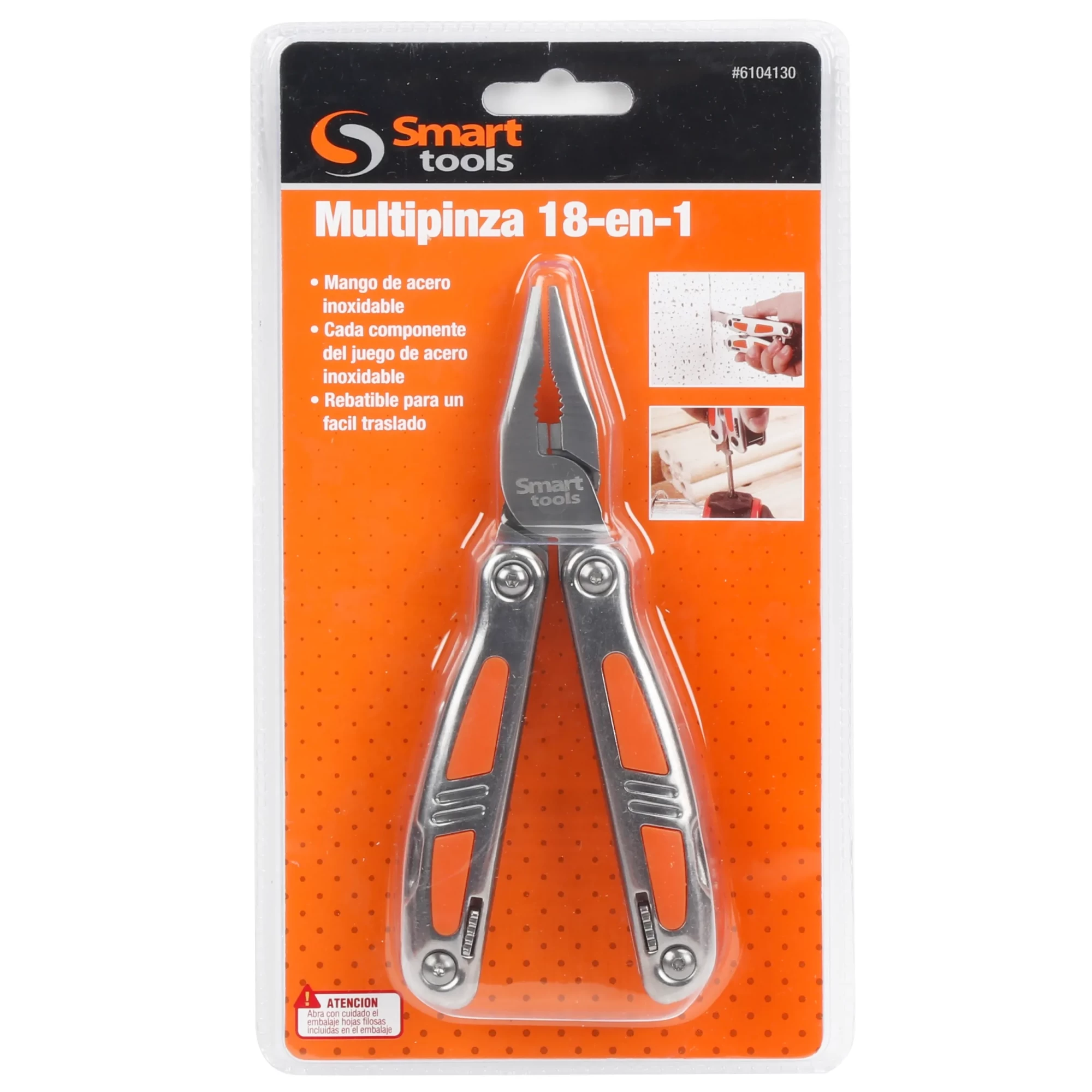 Herramienta 18 en 1 en acero inoxidable para profesionales, eficiente y duradera.